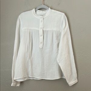 J. Crew Size XXL Fresco 100% Cotton Pop Over Long Sleeve top in soft gauze White